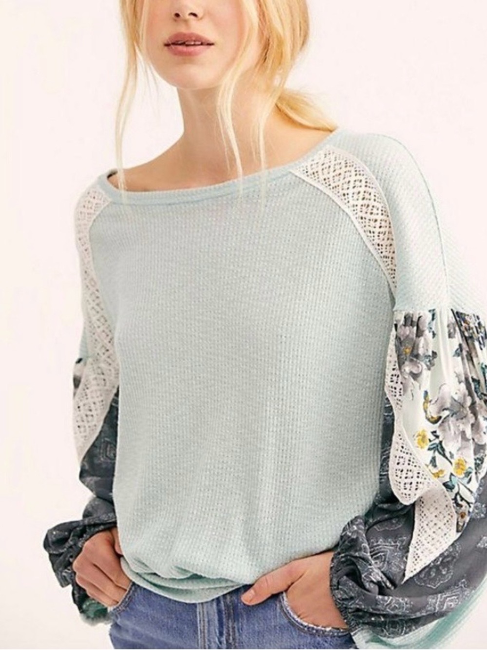 Free People Thermal Patchwork Top Medium